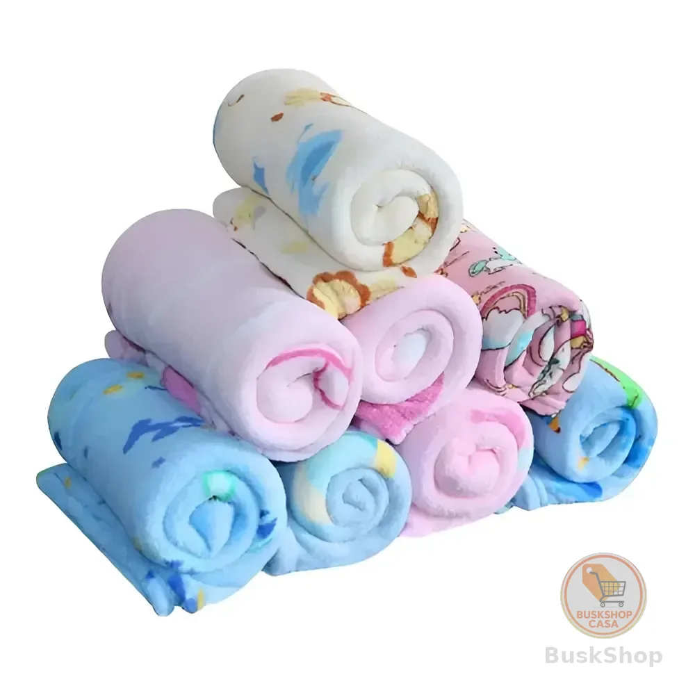 Kit 3 Mantas Cobertor Microfibra Infantil Bebê Estampada Cor Menina