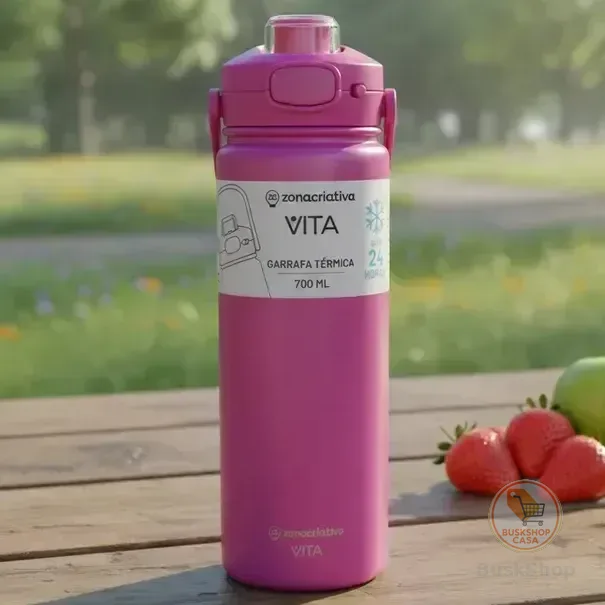 Garrafa De Água Térmica Excallibur Vita Rosa Quartzo 700ml Rosa