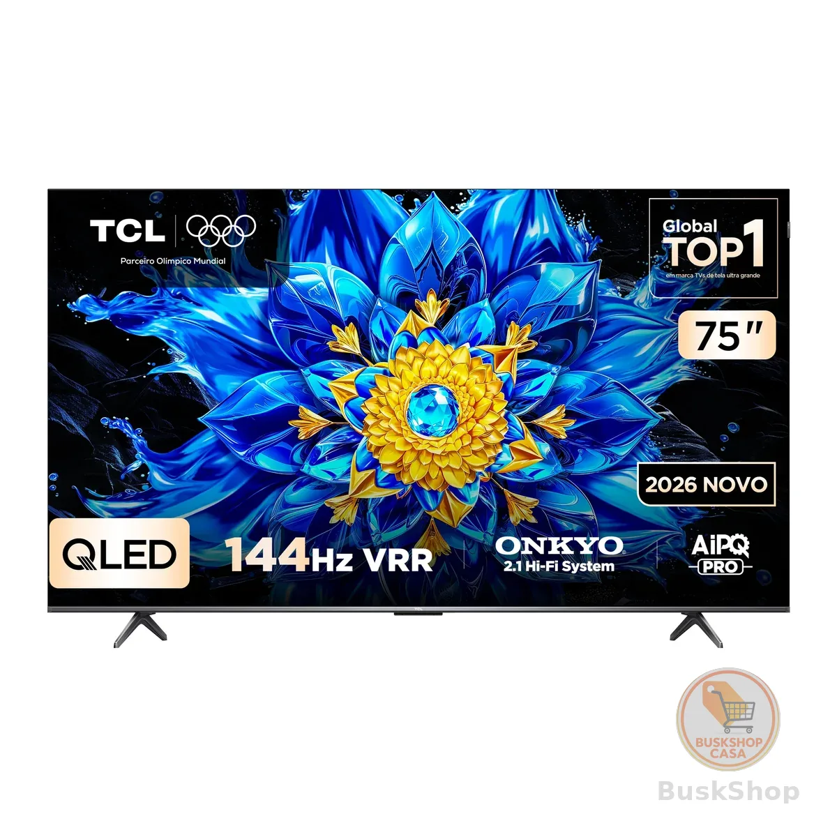 Smart TV TCL 75 Polegadas QLED 4K P8L WiFi Bluetooth Google TV HDR10+ 144 Hz VRR 75P8L