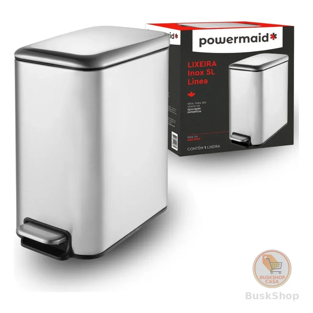 Lixeira Inox Línea 5l Com Pedal Para Banheiro Escritório
