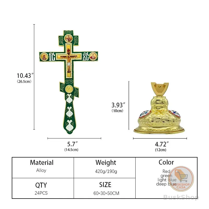 Oferta Imperdível: Crucifixo Ortodoxo de Liga Metálica com Esmalte, Ícone de Santo, Cruz de Mesa, Ornamento Religioso para Altar, Presente para Culto na Igreja