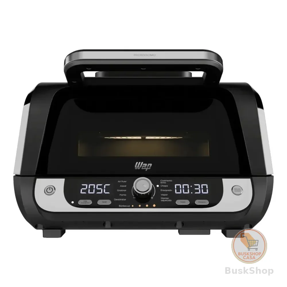Fritadeira Elétrica Air Fryer WAP Cozinha Barbecue com Painel Digital e 12 Funções Preto e cinza