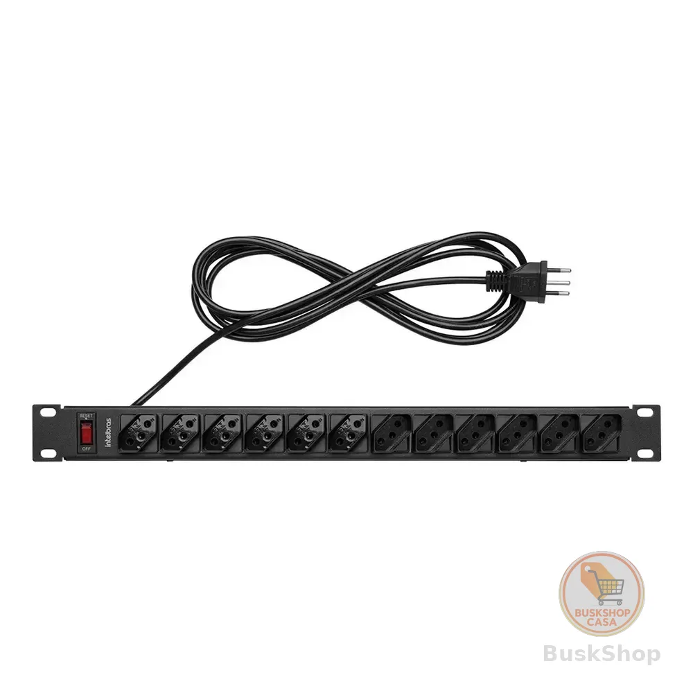 Protetor Eletrônico Com 12 Tomadas Para Rack Epr 212+ Preto Intelbras 110v/220v