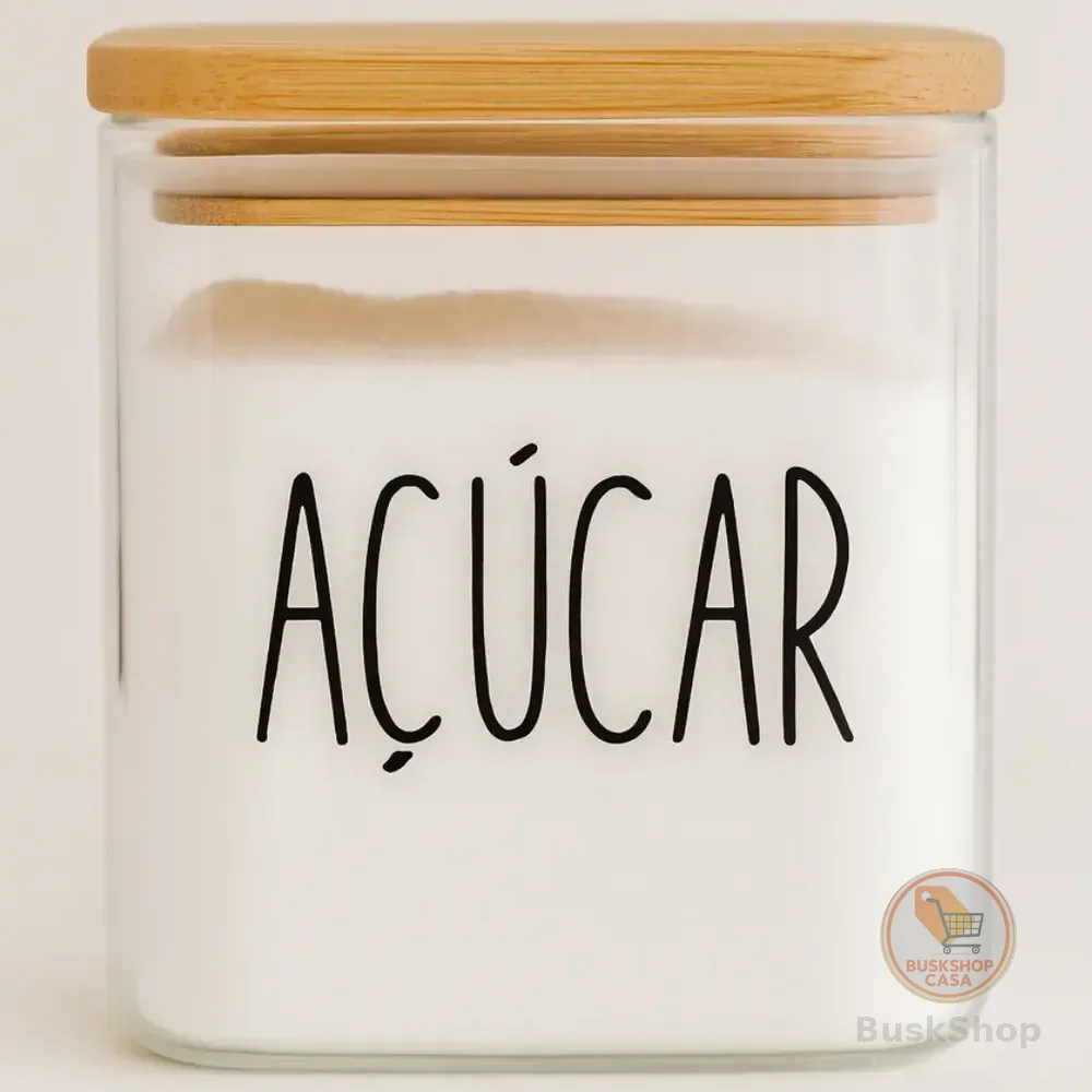 Pote Vidro Hermético Porta Açúcar Tampa De Bambu Açucareiro Bambu / Vidro