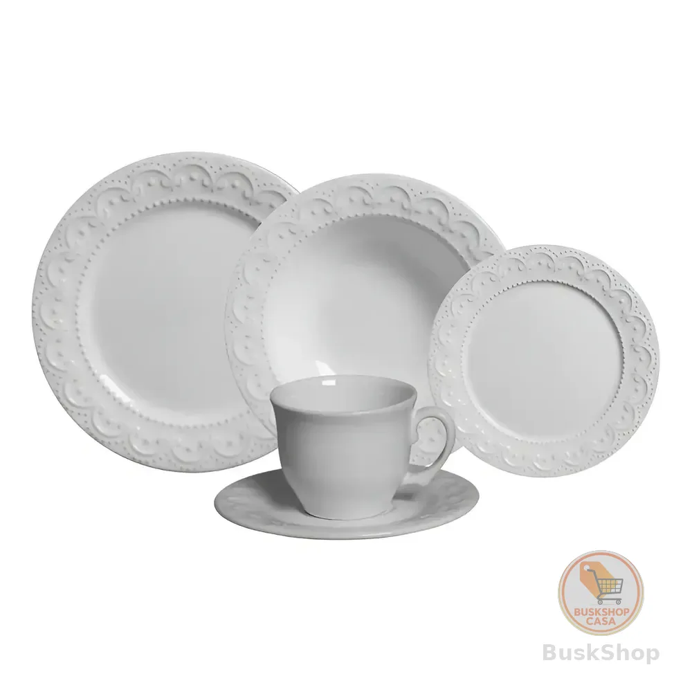 Aparelho de Jantar 20 peças Branco Princess de Cerâmica Scalla Cerâmica