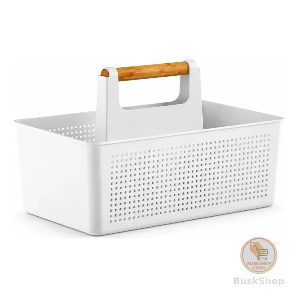 Organizador Multiuso Cesto Com Alça Limpeza 8l Flow Branco Branco
