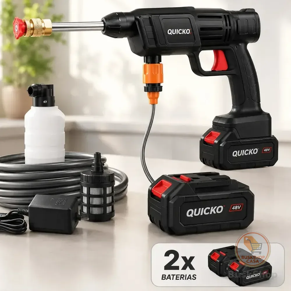 Lavadora A Jato De Alta Pressão Portátil Recarregáveel Preto 50/60 Quicko
