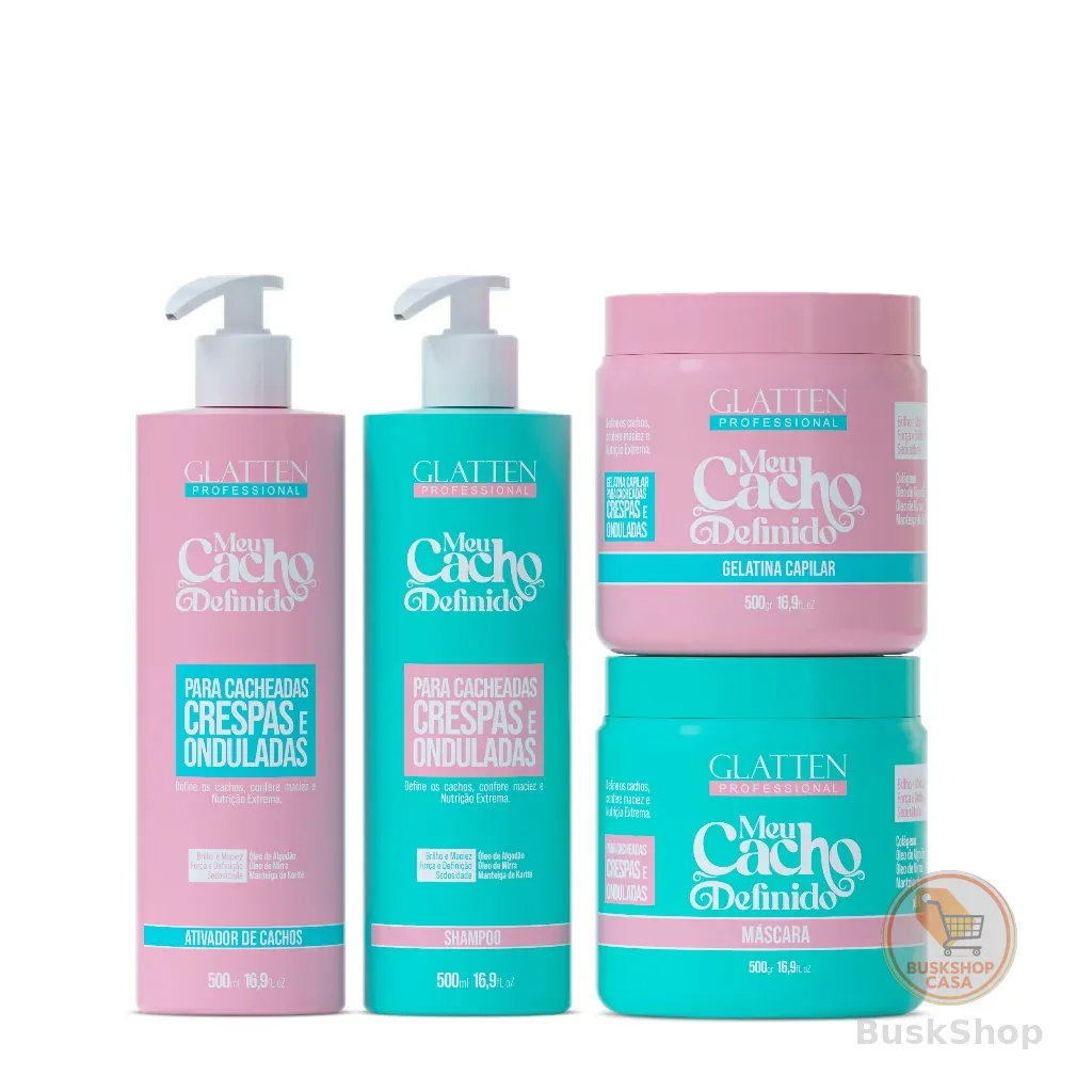 Kit de Nutrição Para Cabelos Cacheados - Meu Cacho Definido GLATTEN