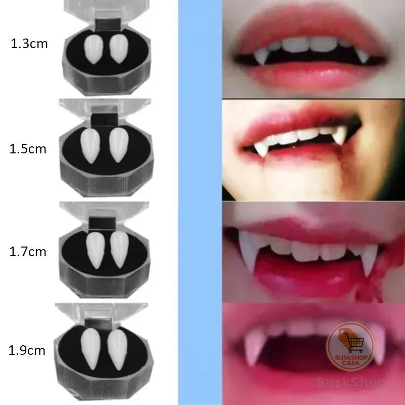 1 Par de Dentes de Vampiro, Dentes Falsos para Cosplay, Decoração de Fantasia para Festa de Halloween