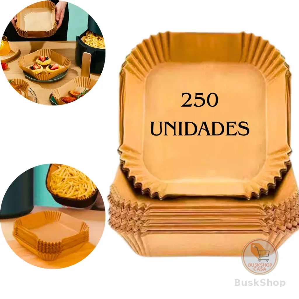 250 Formas Descartáveis Retangulares Airfryer Papel Forneável Antiaderente