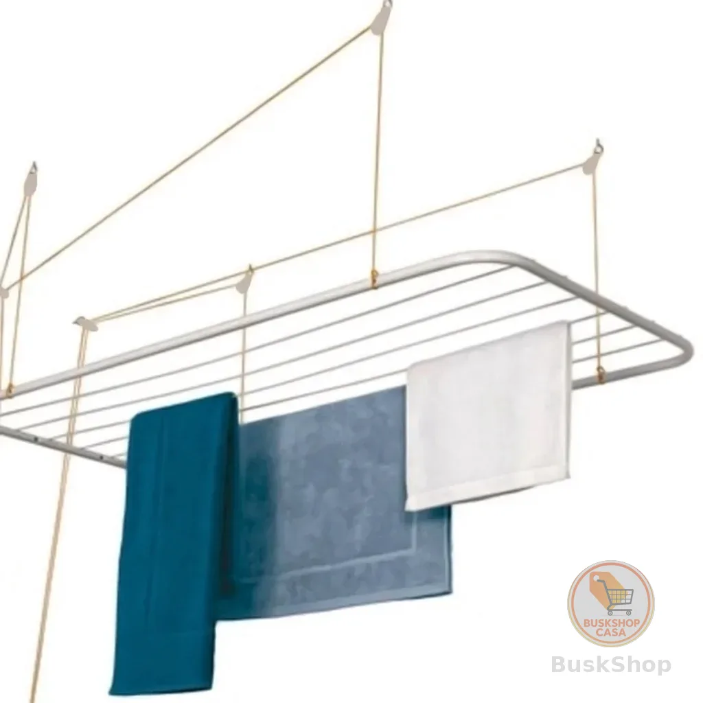 Varal de Teto Aço Branco 90cm x 56cm 13kg Resistente Maxeb