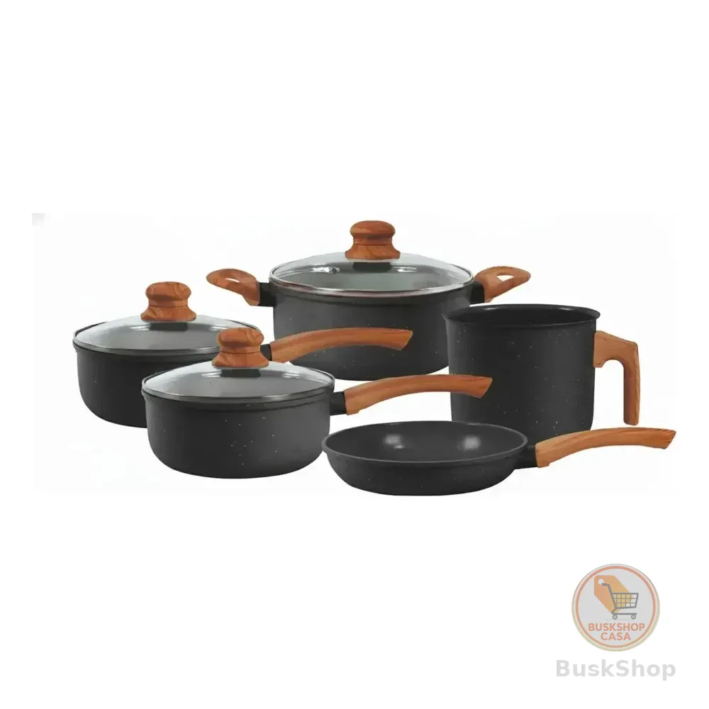 Jogo De Panelas Cerâmico Triplo Indução Tuut Ecoglid 5 Peças Cor Preto Granito