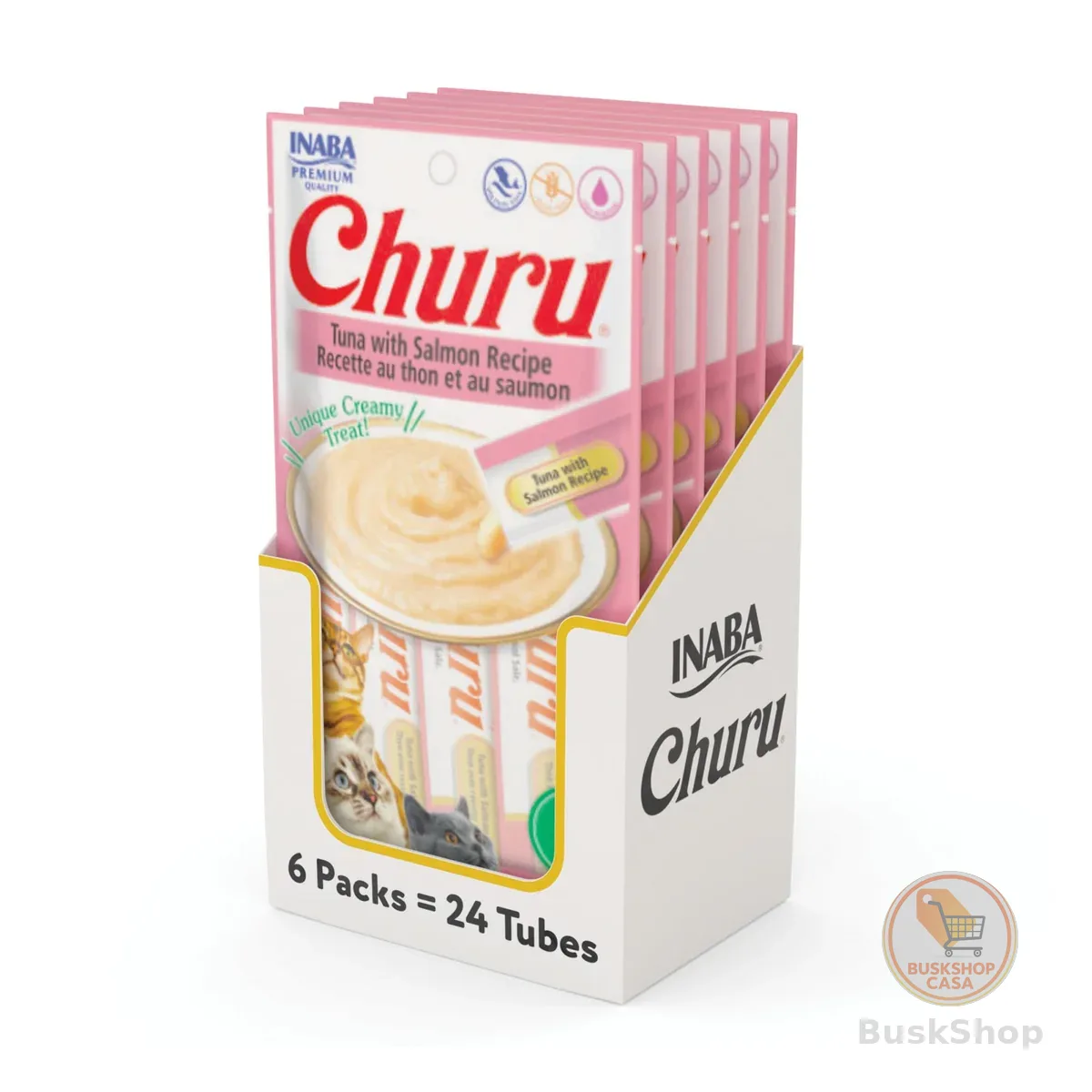 Churu Display Para Gato Sabor Atum Com Salmão 24 Tubos de 14g