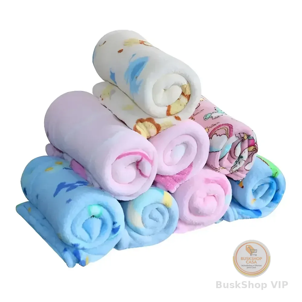 Kit 3 Mantas Cobertor Microfibra Infantil Bebê Estampada Cor Menina