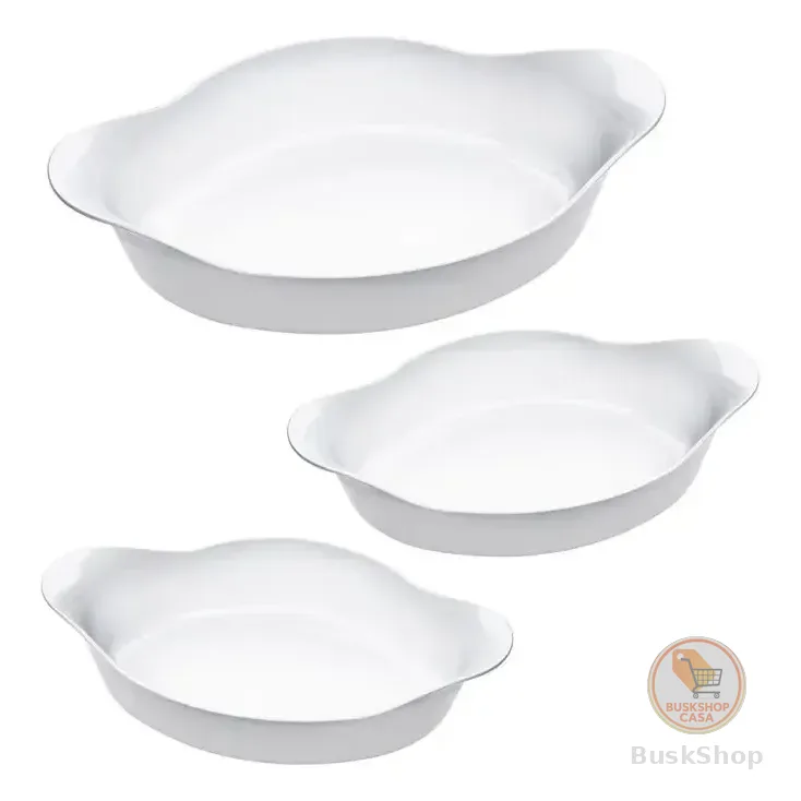 Marinex Conjunto de Assadeiras Oval Opaline 3 Peças Branco
