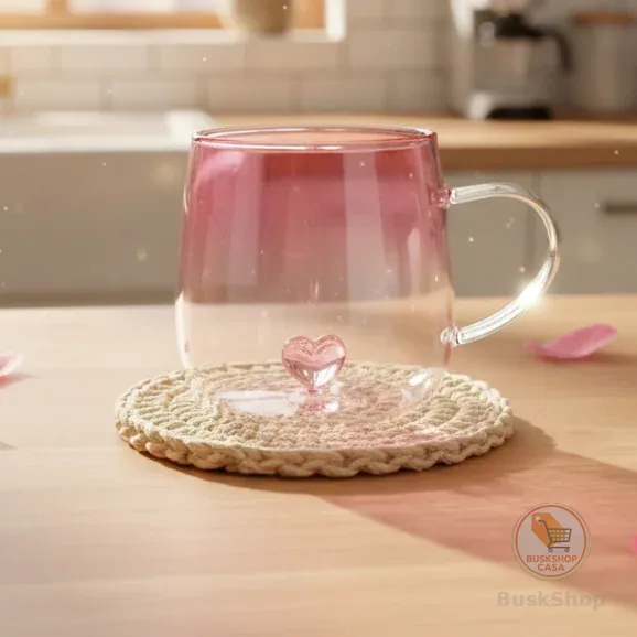 XICARA CORAÇAO DE VIDRO BOROSSILICATO 300ML/CAFE/CHA.