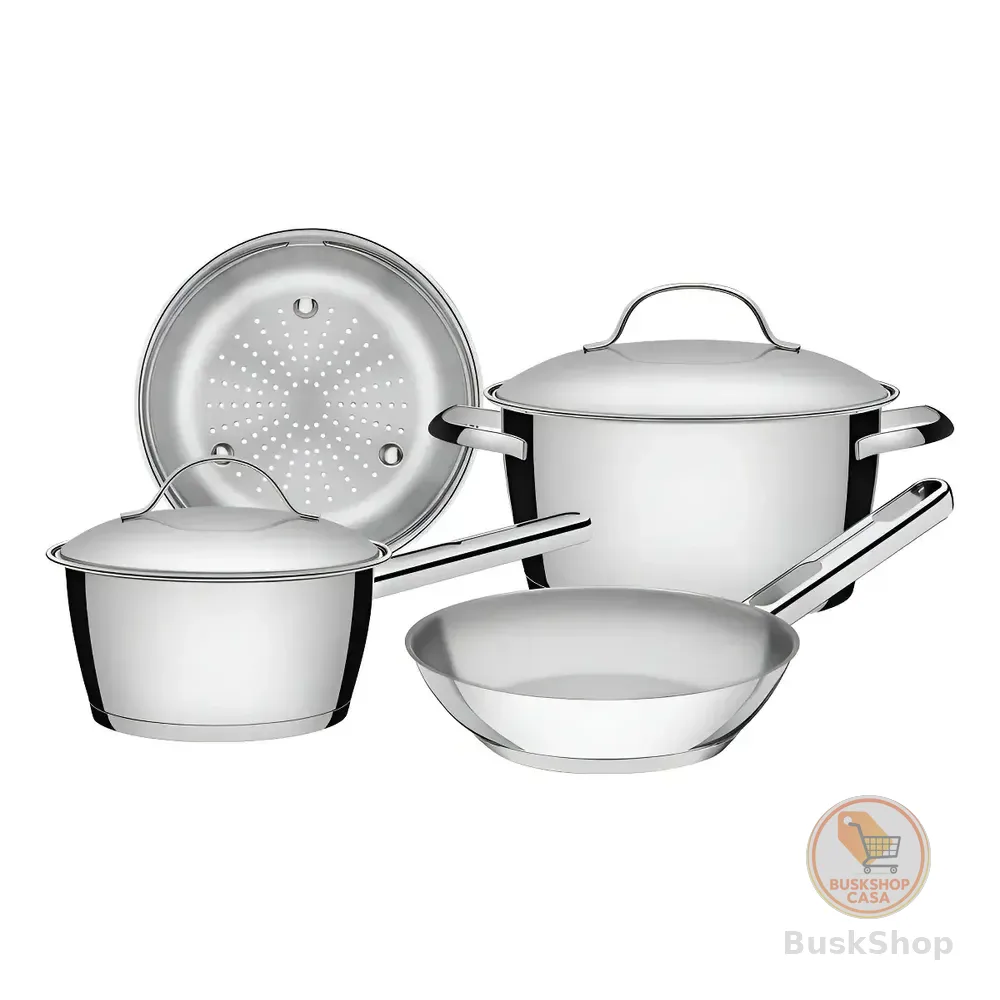 Jogo De Panelas Tramontina Aço Inox Fundo Triplo Allegra 4pc