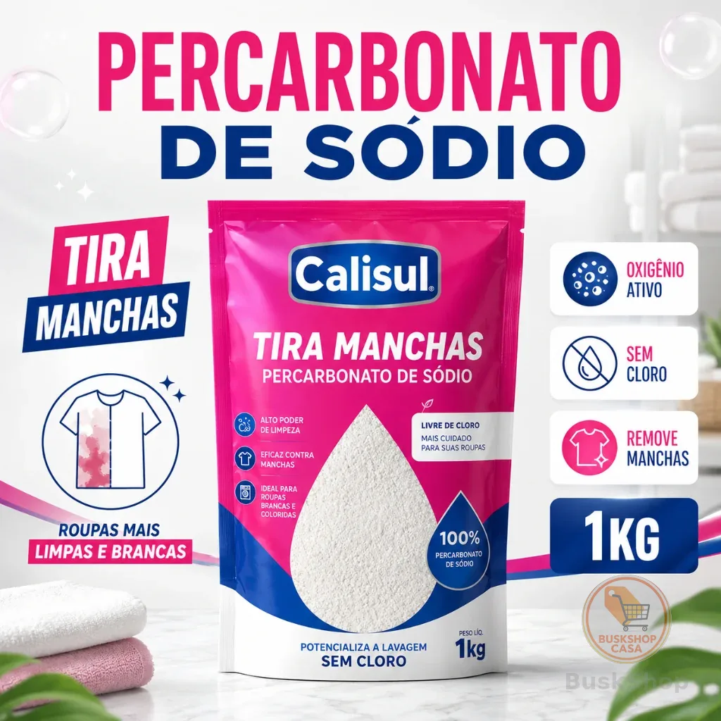 Percarbonato Sódio Puro Alvejante Roupas Brancas Removedor Manchas Limpeza Geral