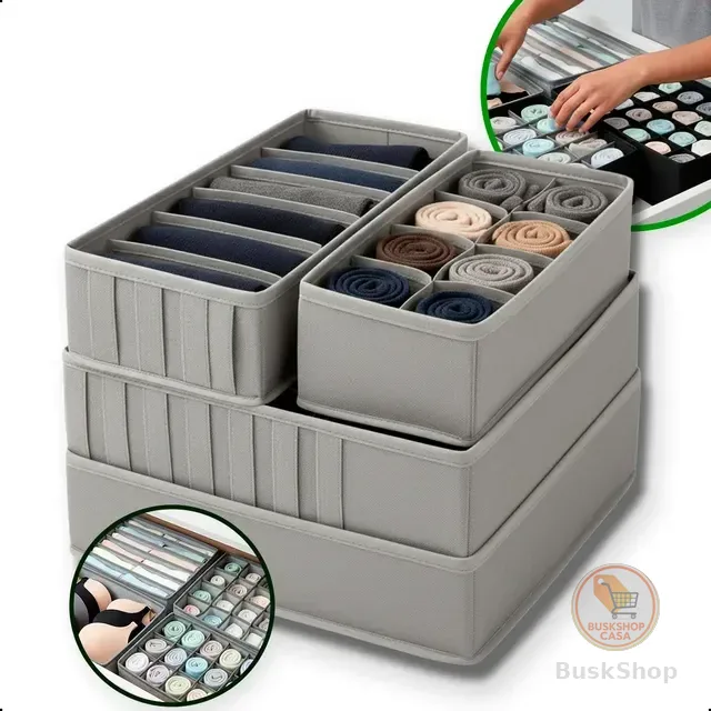 Kit 4 Organizadores Dobrável Divisória Colmeia Gaveta Roupa