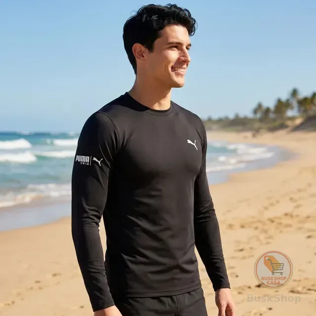 Camiseta Puma Térmica Manga Longa Proteção Uv 50+ Masculina
