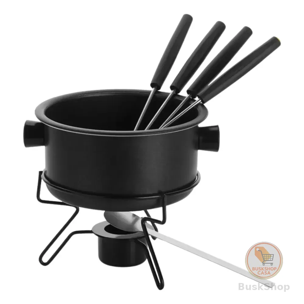 Aparelho Fondue Pop Antiaderente 7 Pçs Preto Forma + 4 Garfo