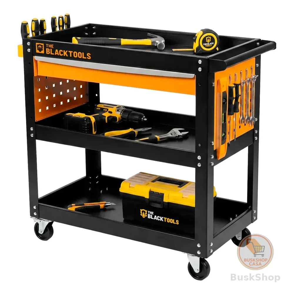 Carrinho Ferramentas Forte P/ Mecânico Oficina Aberto 120kg  Preto