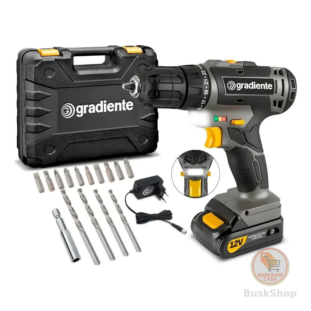 Furadeira Parafusadeira Sem Fio  A Bateria 12v Com Maleta Preto 127/220v 60hz