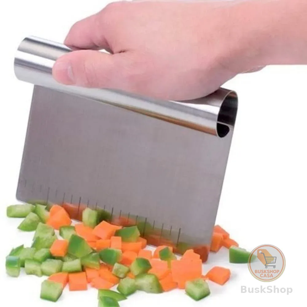 Espátula para Confeitar Mimo Style, Aço Inox, 15 cm x 12 cm, com Régua Medidora, Multiuso para Cortar e Raspar