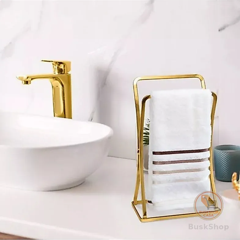 Porta Toalha De Rosto Dourado Gold Luxo Banheiro Lavabo Pia Decoração Arthi