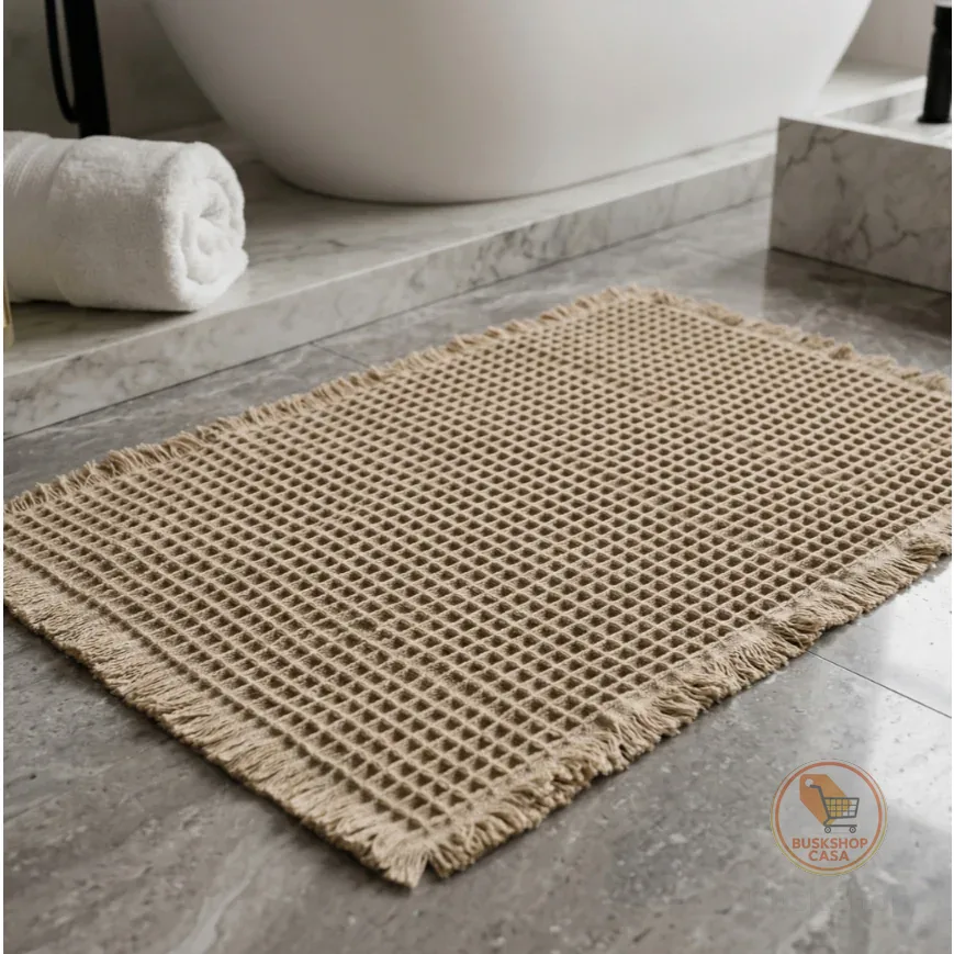 Tapete Banheiro 50x80cm Waffle Antiderrapante Grande Alto Padrão Kapazi