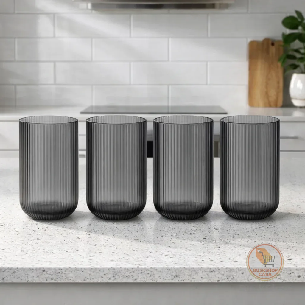 Copos de Vidro 400ml Grande Canelado Copos para Cozinha Vidro Enxoval Casa Nova Copos Duhome