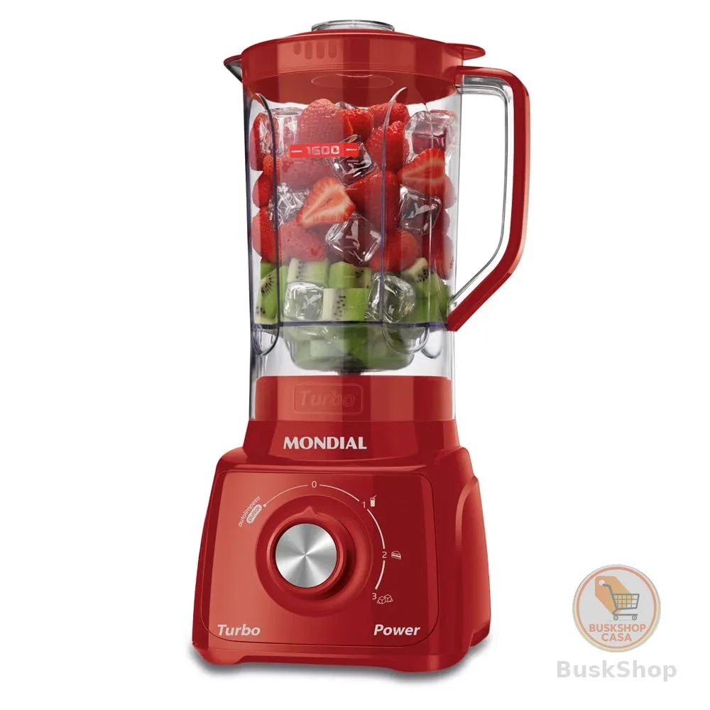 MONDIAL Liquidificador Turbo Power 550W, 110V, Vermelho, 1,6L - L-99 FR