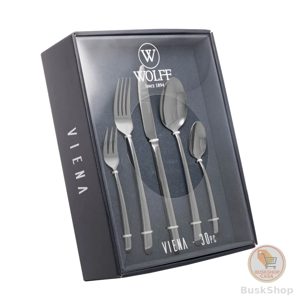 Faqueiro Viena Wolff 7, 20, 30, 48 ou 54 peças de aço inox prateado Gift Box