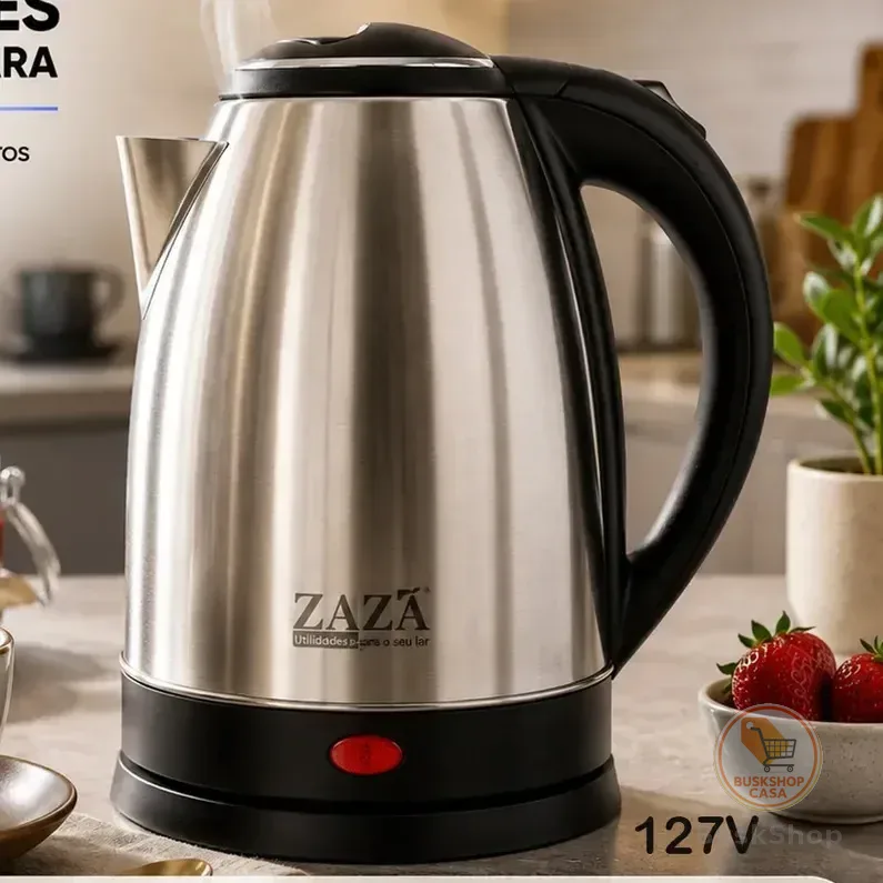 Chaleira Jarra Elétrica 1,8L Litros Em Inox Desligamento Automático Aquecimento Rápido Segura Café Chá Fácil Abertura Tampa Alça Ergometrica