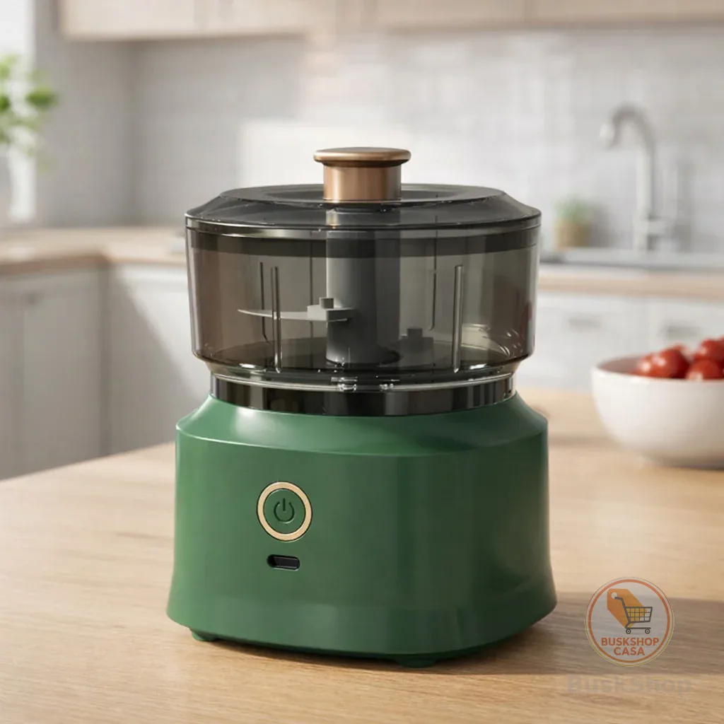 Mini Processador Elétrico Sem Fio USB Portátil 3 Lâminas Aço Inox Tritura Alho Carne Legumes Compacto