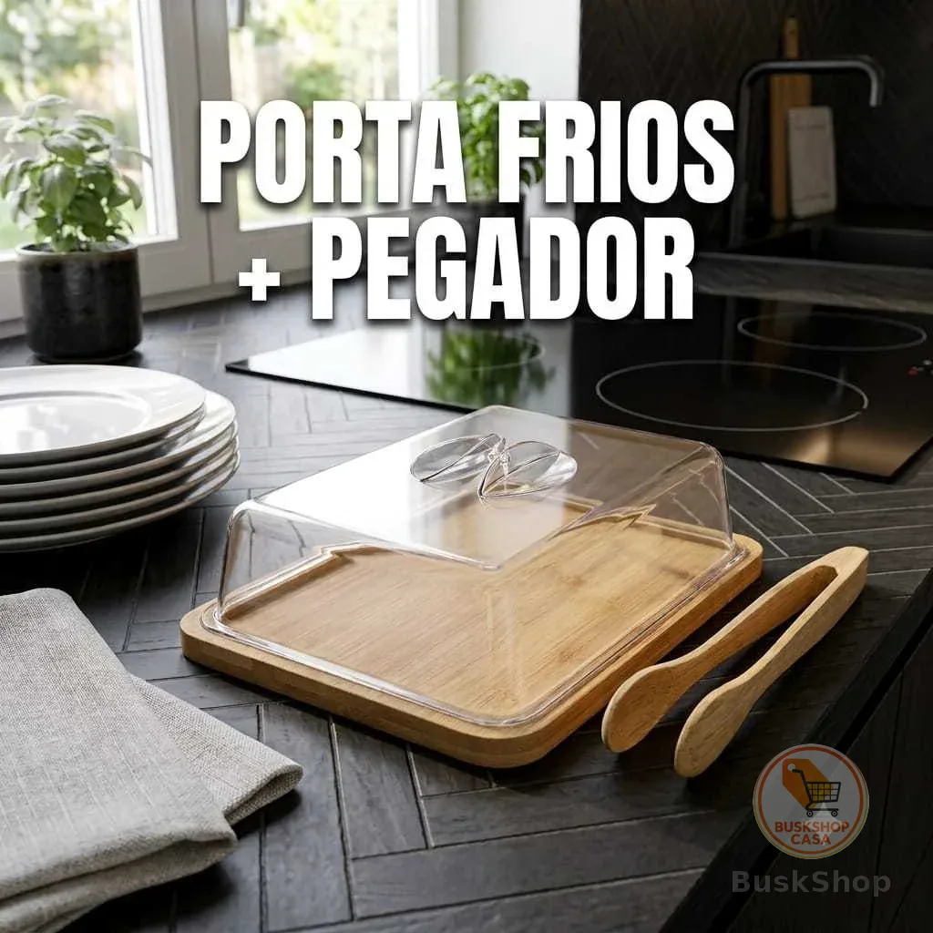 Kit Porta Frios Duplo  + Pegador de Bambu Multiuso