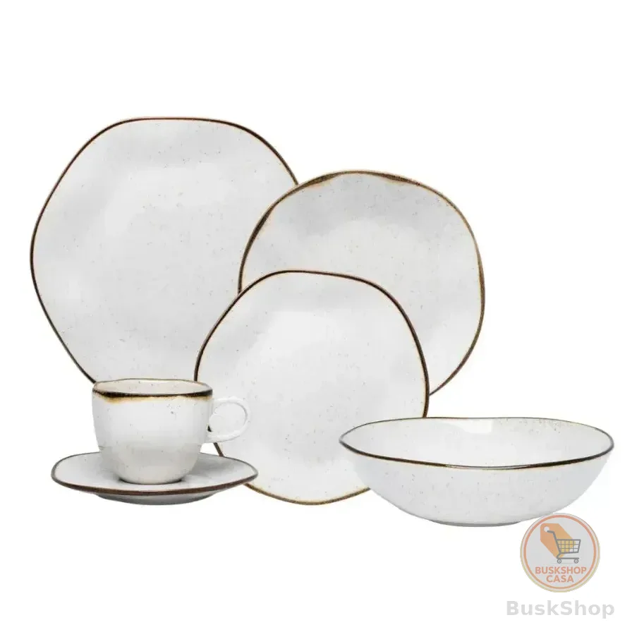 Aparelho De Jantar 30 Peças Ryo Maresia + Saladeira 26cm Off White