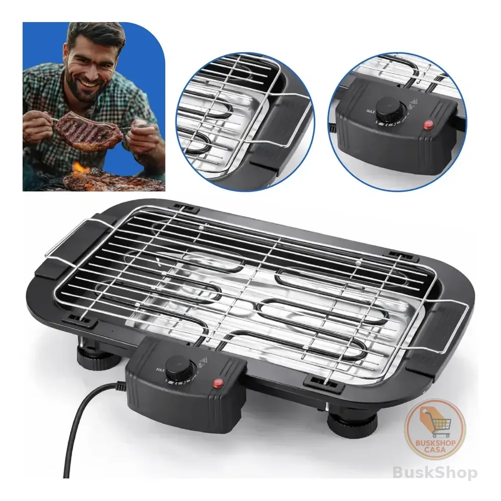 Churrasqueira Elétrica Tamanho Grande Steak Grill Sem Fumaça Para Apartamento 110v Preto - Aero Home