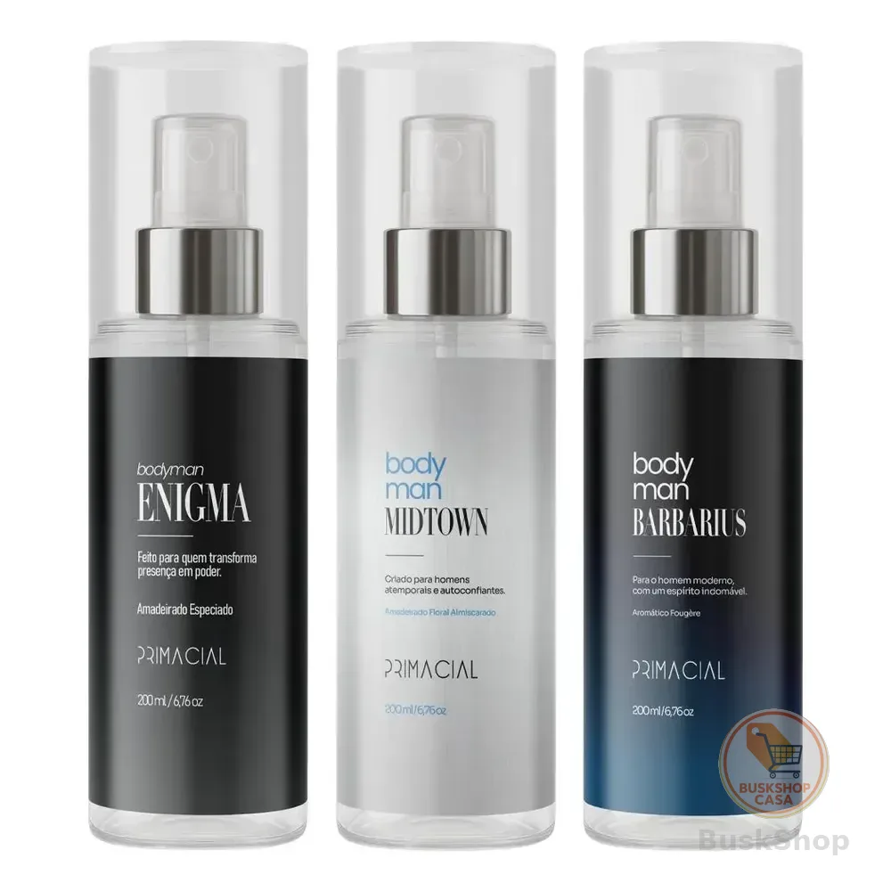 Kit Body Splash Masculino Barbarius + Enigma + Midtown 200ml