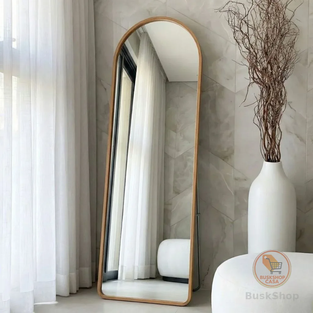 Espelho Grande de Chão Oval com Moldura em Aluminio Corpo Inteiro Casamento Quarto Casa Decorativo Vestir