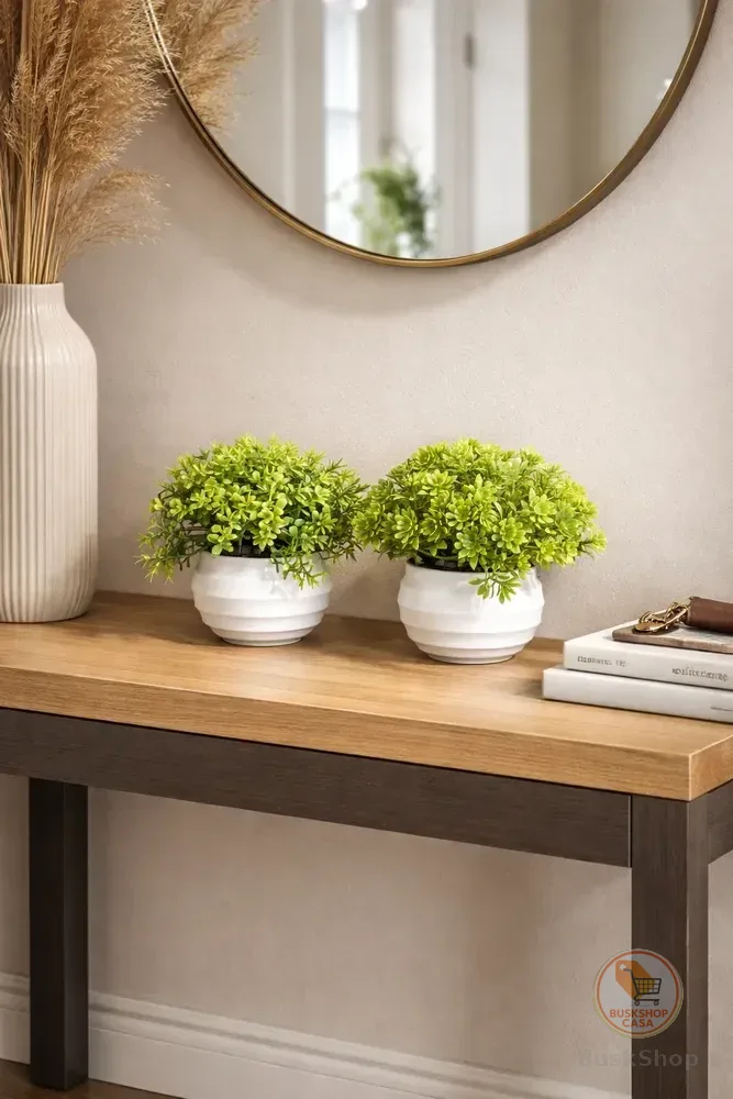 Kit 2 Vasinhos Planta Artificial Decoração Sala