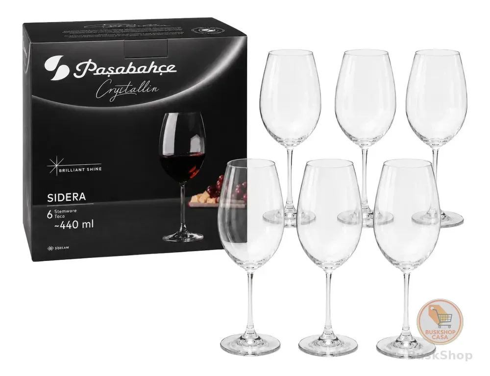 Jogo De 6 Taças De Cristal Titanium 440ml Resistente Sidera