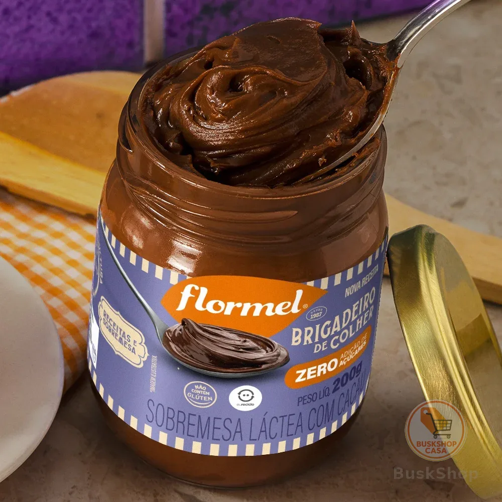 Brigadeiro de Colher Zero Açucar Sem Gluten Chocolate Cremoso Cacau Flormel Vidro 200g