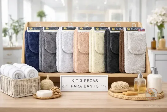 Kit 3 Pçs Tapetes Felpudos Banheiro Antiderrapante Moderno
