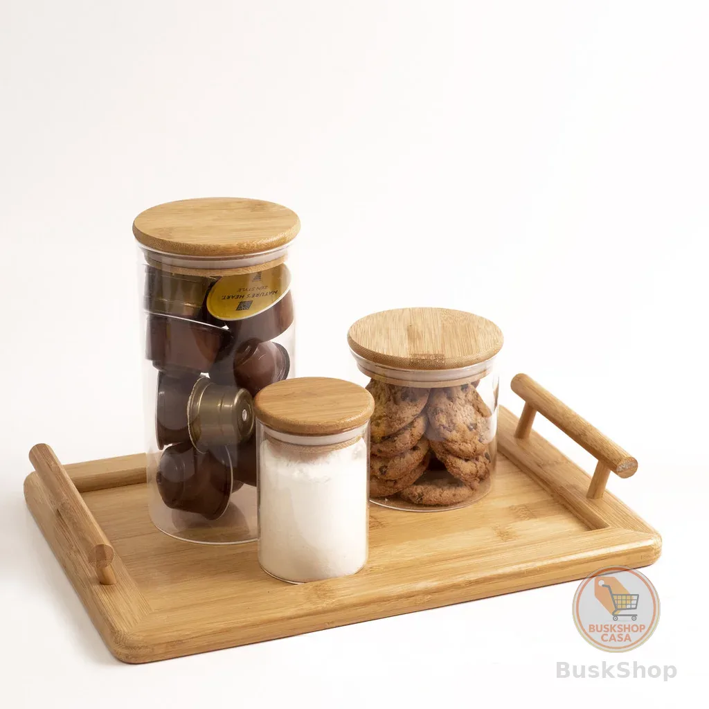 Kit Café 4pçs Bandeja E Potes Mantimento Red 250/500/1100ml Oikos