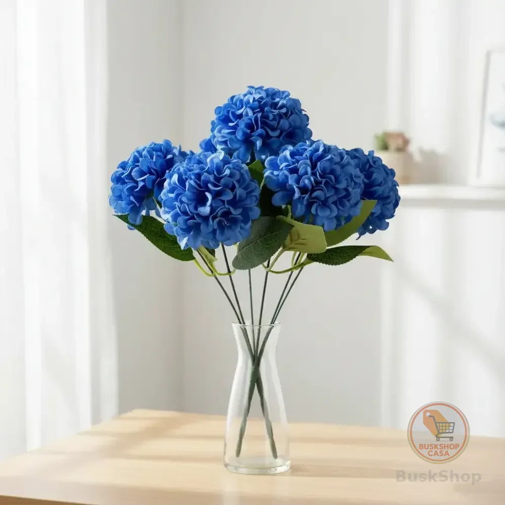 Buquê De Hortênsia Artificial Com 5 Flores Decoração Arranjo