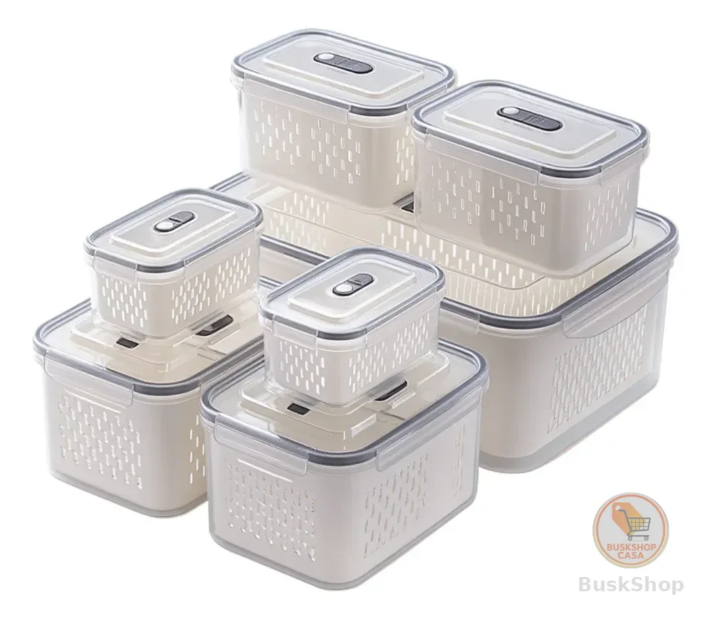 Kit 7 Organizadores Geladeira Armário Casa Cozinha Cesto Transparente