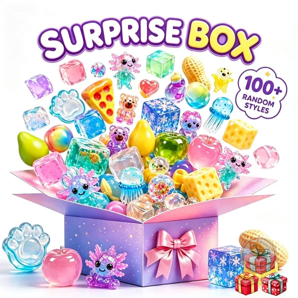 Caixa Surpresa com Mais de 100 Estilos Aleatórios de Brinquedos Squishy, Brinquedos Kawaii para Alívio do Estresse, Presentes Sensoriais Variados para o Escritório
