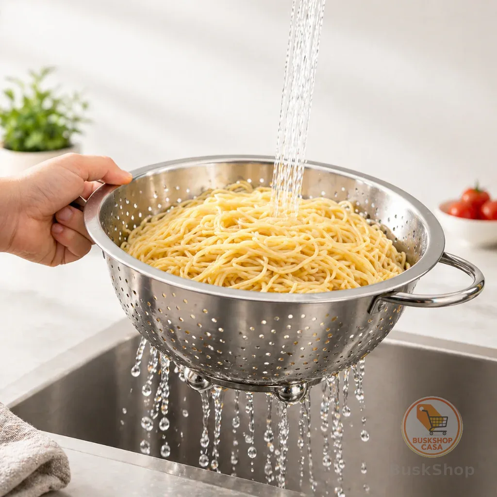 Escorredor de Arroz Macarrão Inox Não Enferruja Drenagem Rápida Peneira Multiuso ​Top Cozinha