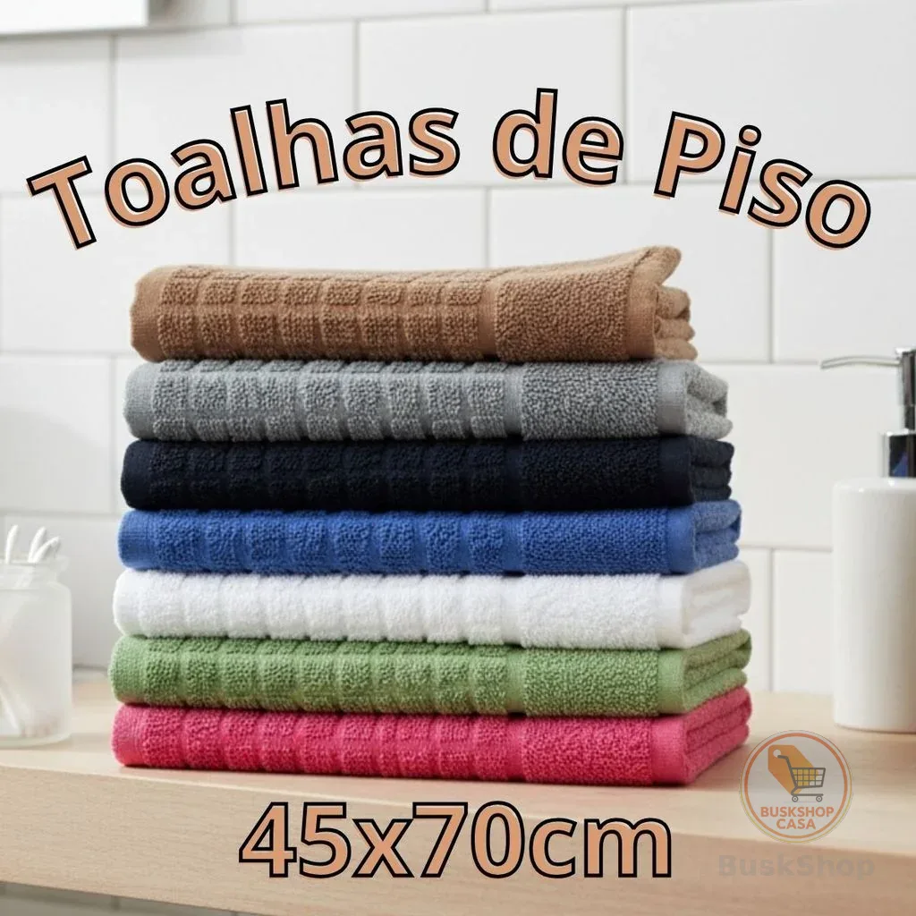 Kit 5 Toalhas De Piso Atoalhado Tapete De Banheiro 45cm x 70cm